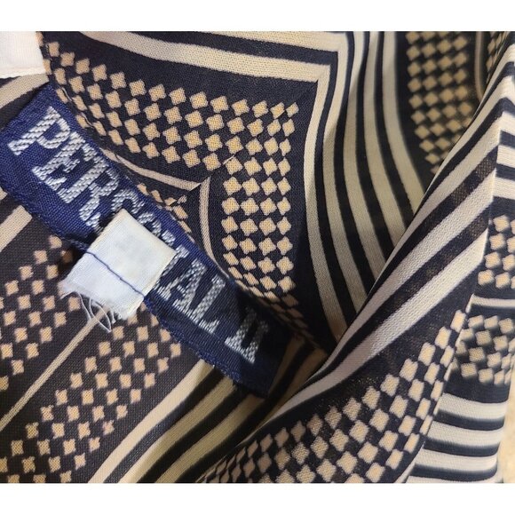 Personal II Bow Neck Blouse Striped Size XL Vtg Secretary Geek Geometric Teacher - Picture 7 of 13